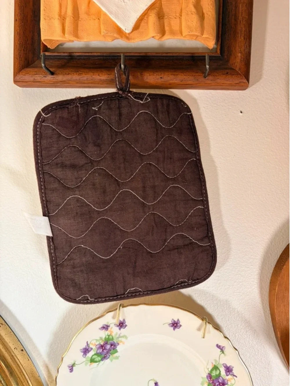 Cat & Butterfly Quilted Cotton Pot Holder Farmhouse Kitchen Decor